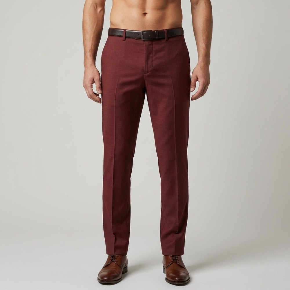 The Kooples Mens Burgundy Wool Slim Fit Tailored Dress Pants Size 46 EUR / 32 US